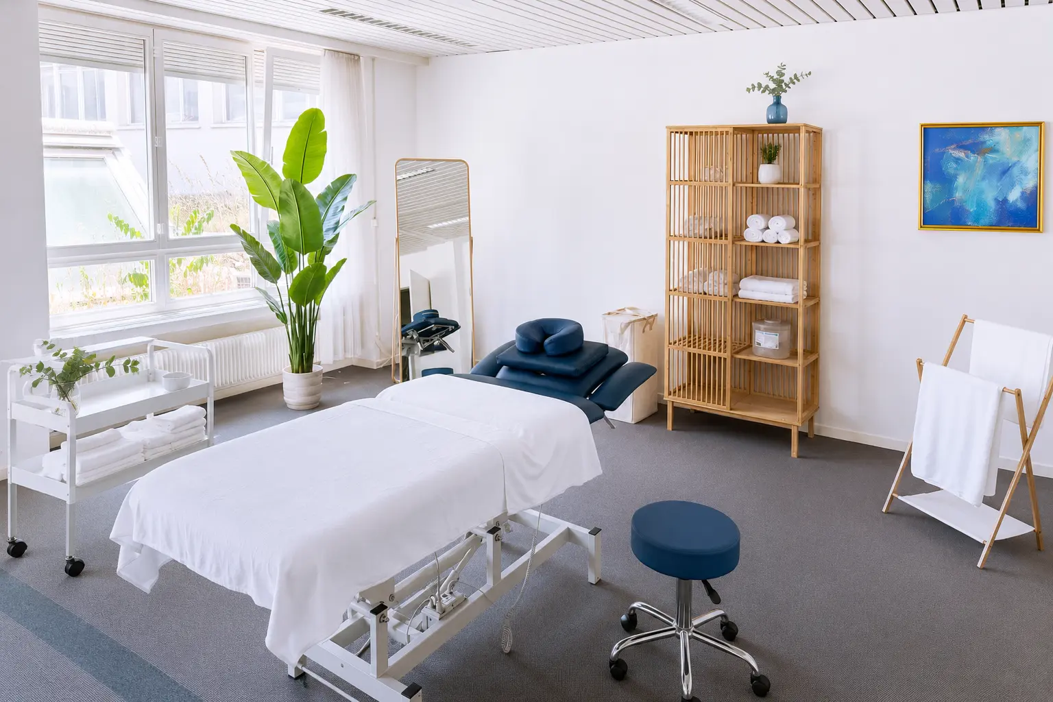Empfangsbereich und Warteecke im Massage Zentrum Regensdorf