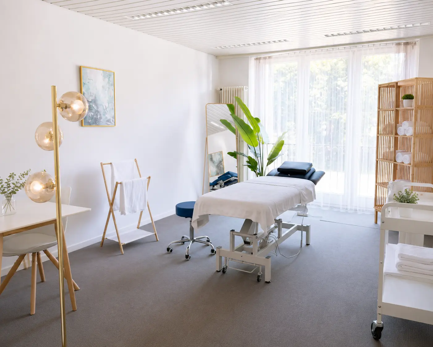 Behandlungsliege bei gedämpftem Licht – Massage Zentrum Regensdorf