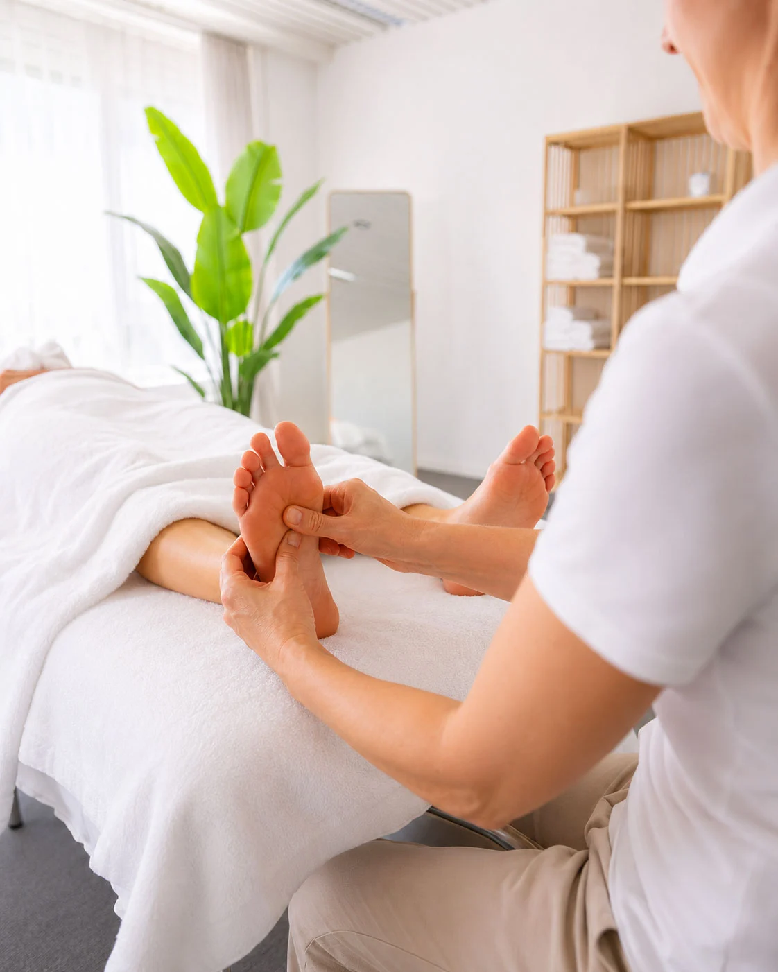 Sanfte Druckbehandlung der Fussreflexzonen in unserer Praxis